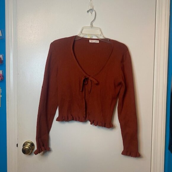ROMWE Sweaters - Romwe Rust crop sweater with bow